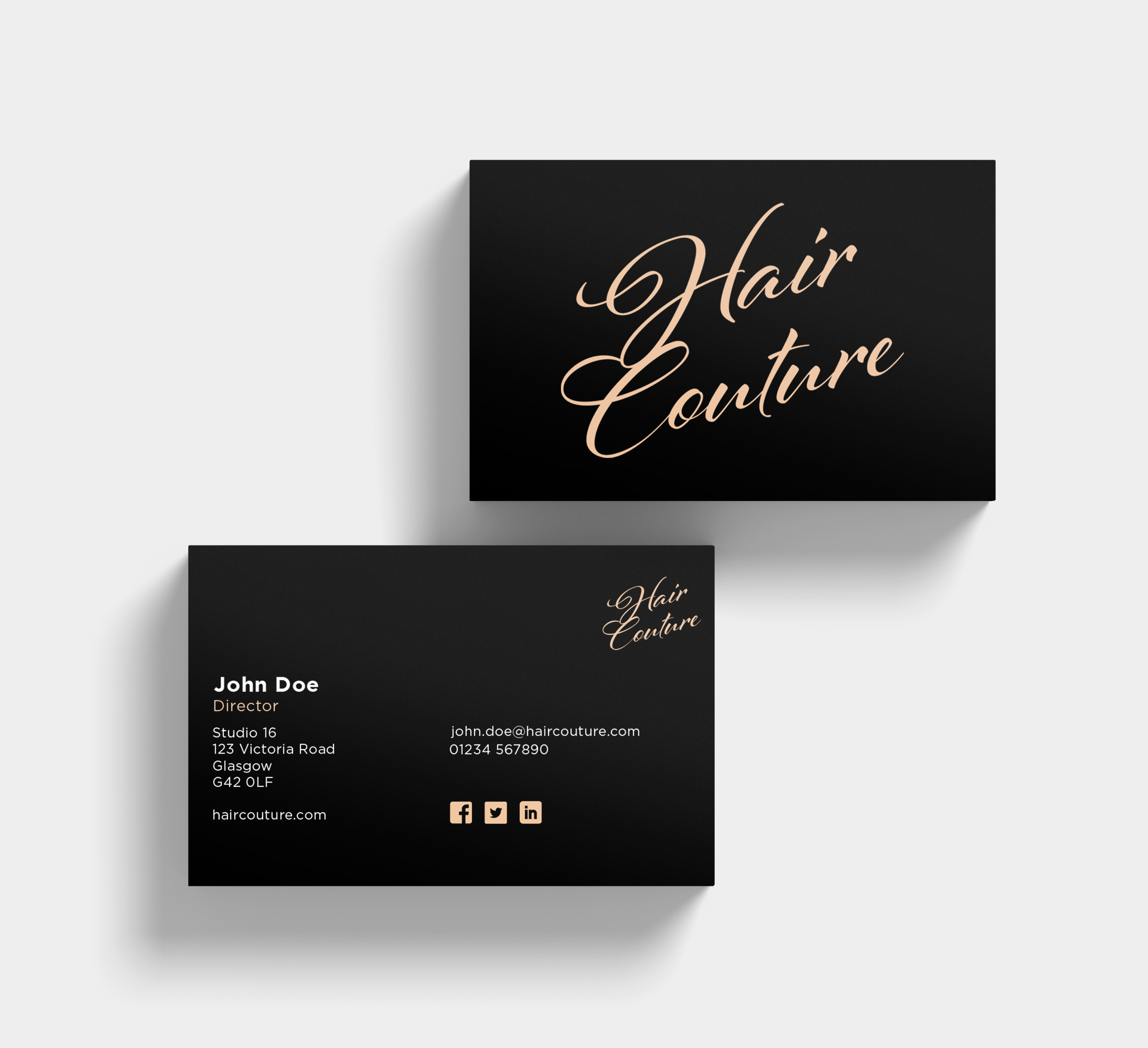 Hair Couture Black Business Card Set